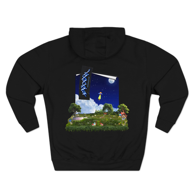 premium black hoodie with UFO graphic