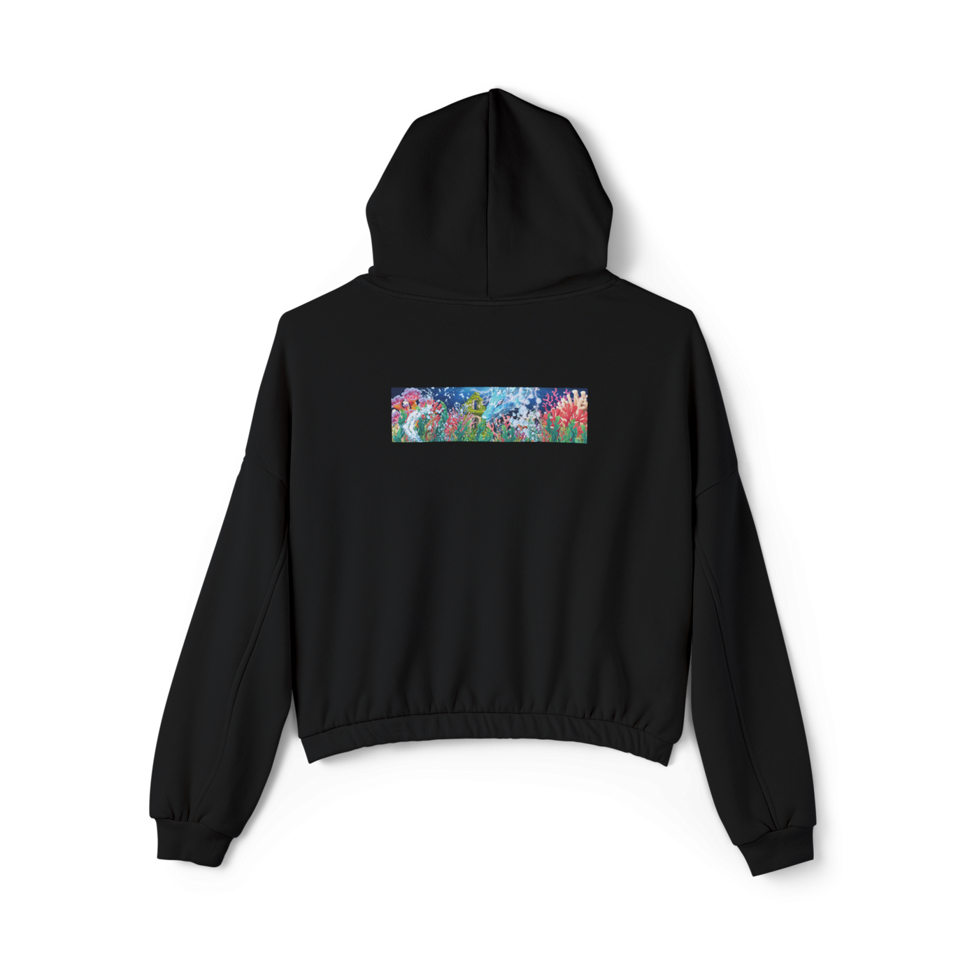 🌊Premium Water Black Cinched Bottom Hoodie