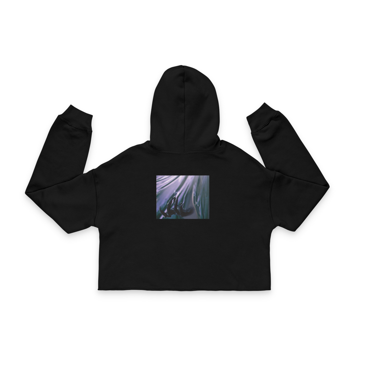 Women’s cropped fleece hoodie with raw hem design