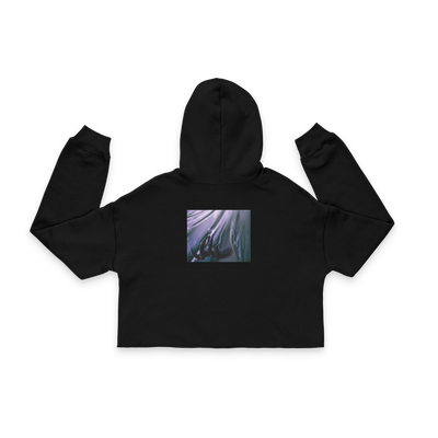 Women’s cropped fleece hoodie with raw hem design