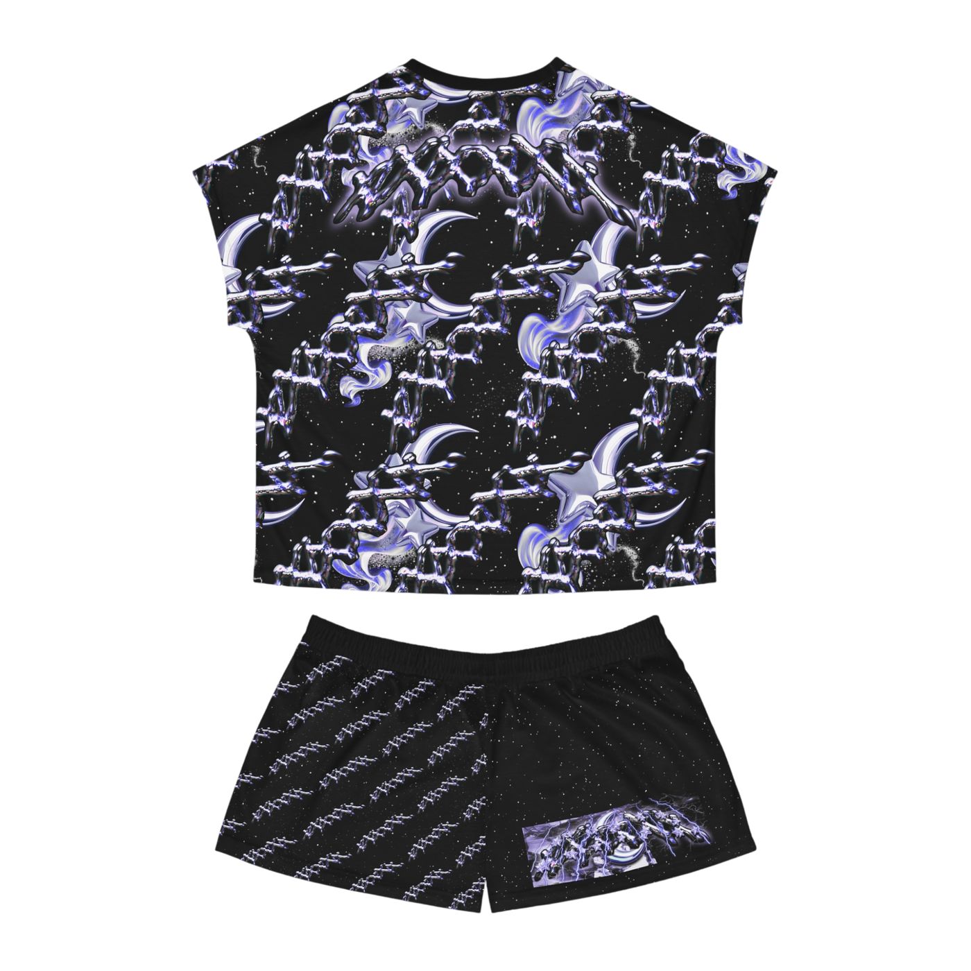 mystical dream pajama set with celestial print and cotton collar