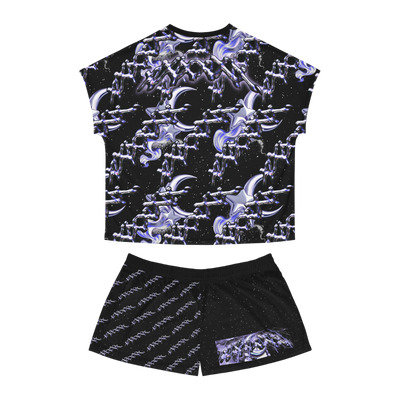 mystical dream pajama set with celestial print and cotton collar