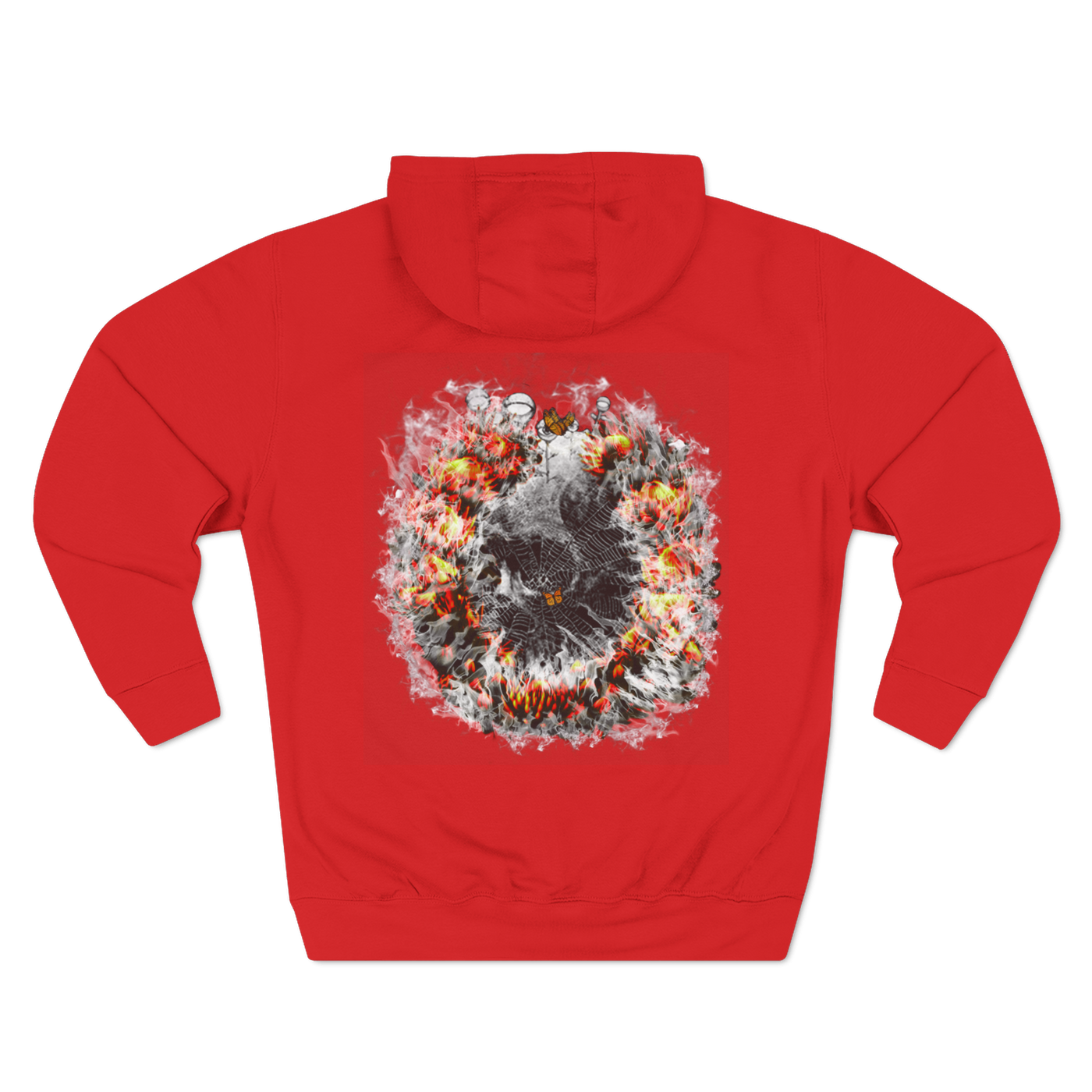 Burning Skull Red streetwear hoodie for men and women