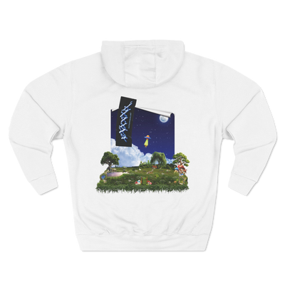 premium white hoodie with UFO design