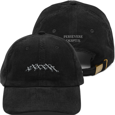 ☆Black Gray Embroidery Logo Vintage Corduroy Cap☆ - Nathansales.art