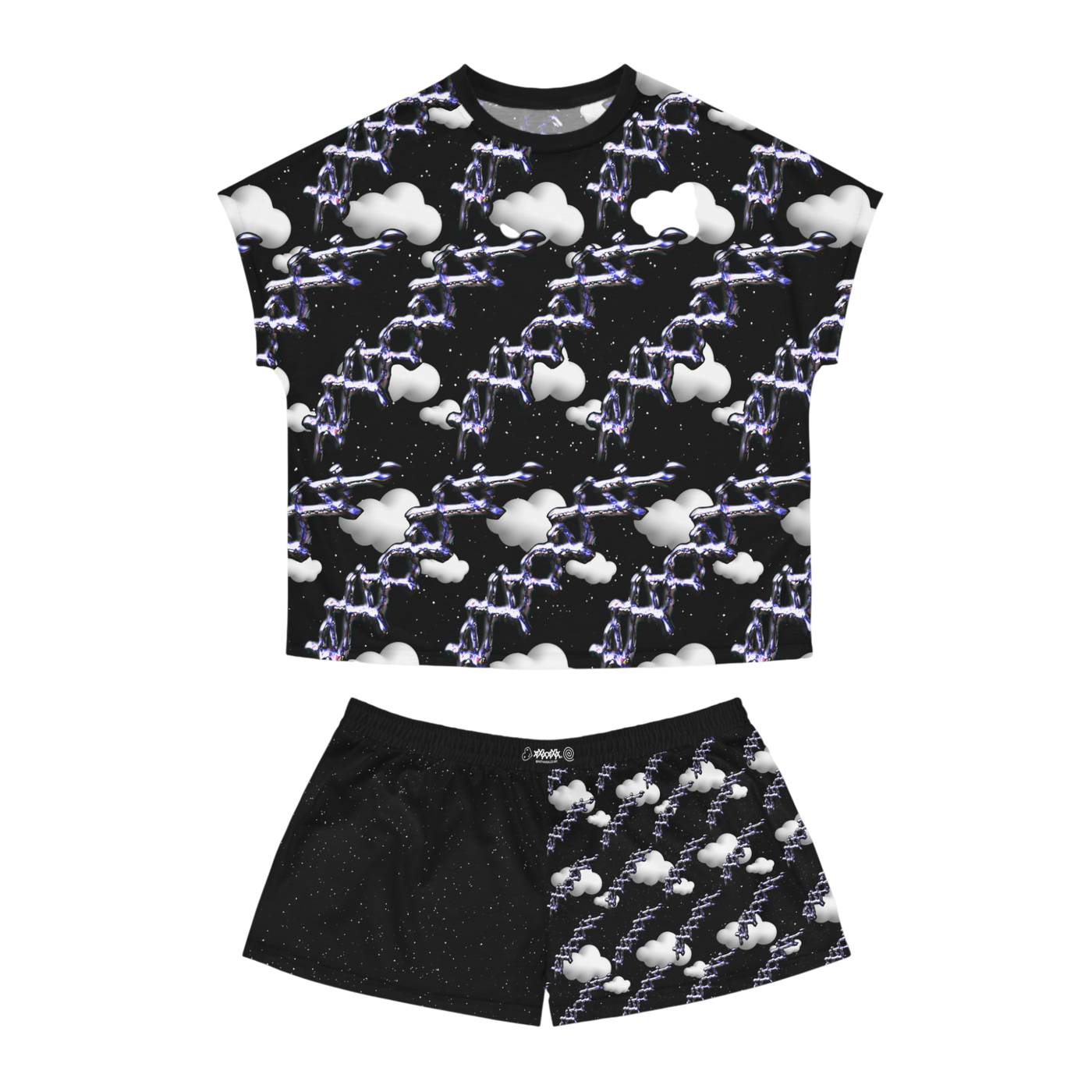 mystical cloud pajama set with cotton collar and cloud print