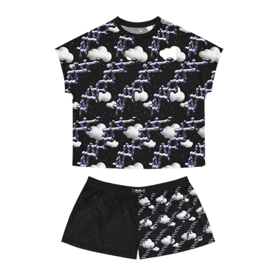 mystical cloud pajama set with cotton collar and cloud print