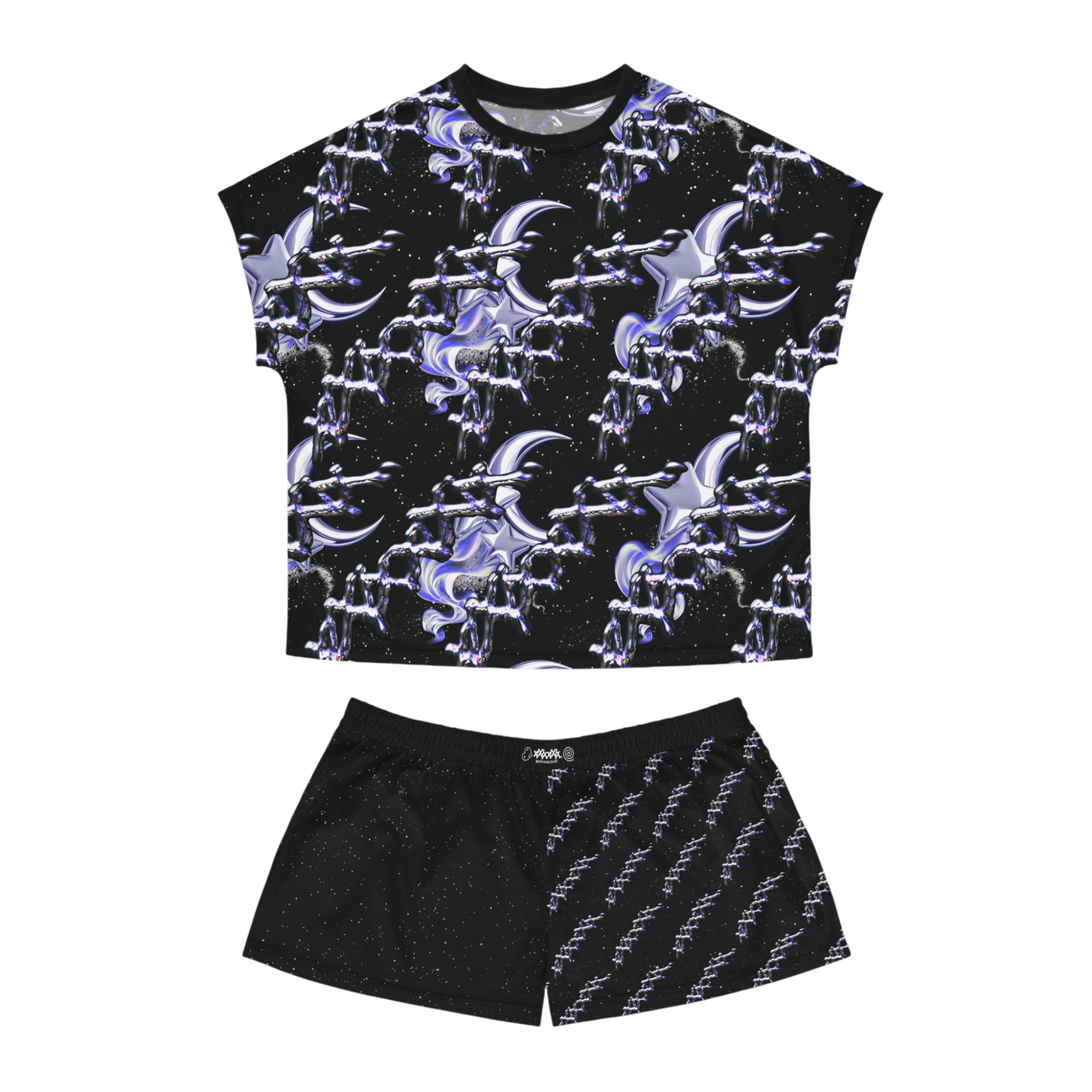 mystical dream pajama set with celestial print and cotton collar