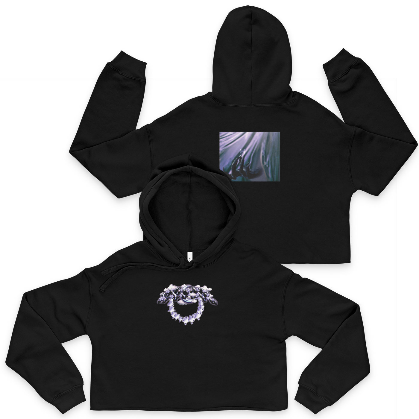 Women’s cropped fleece hoodie with raw hem design