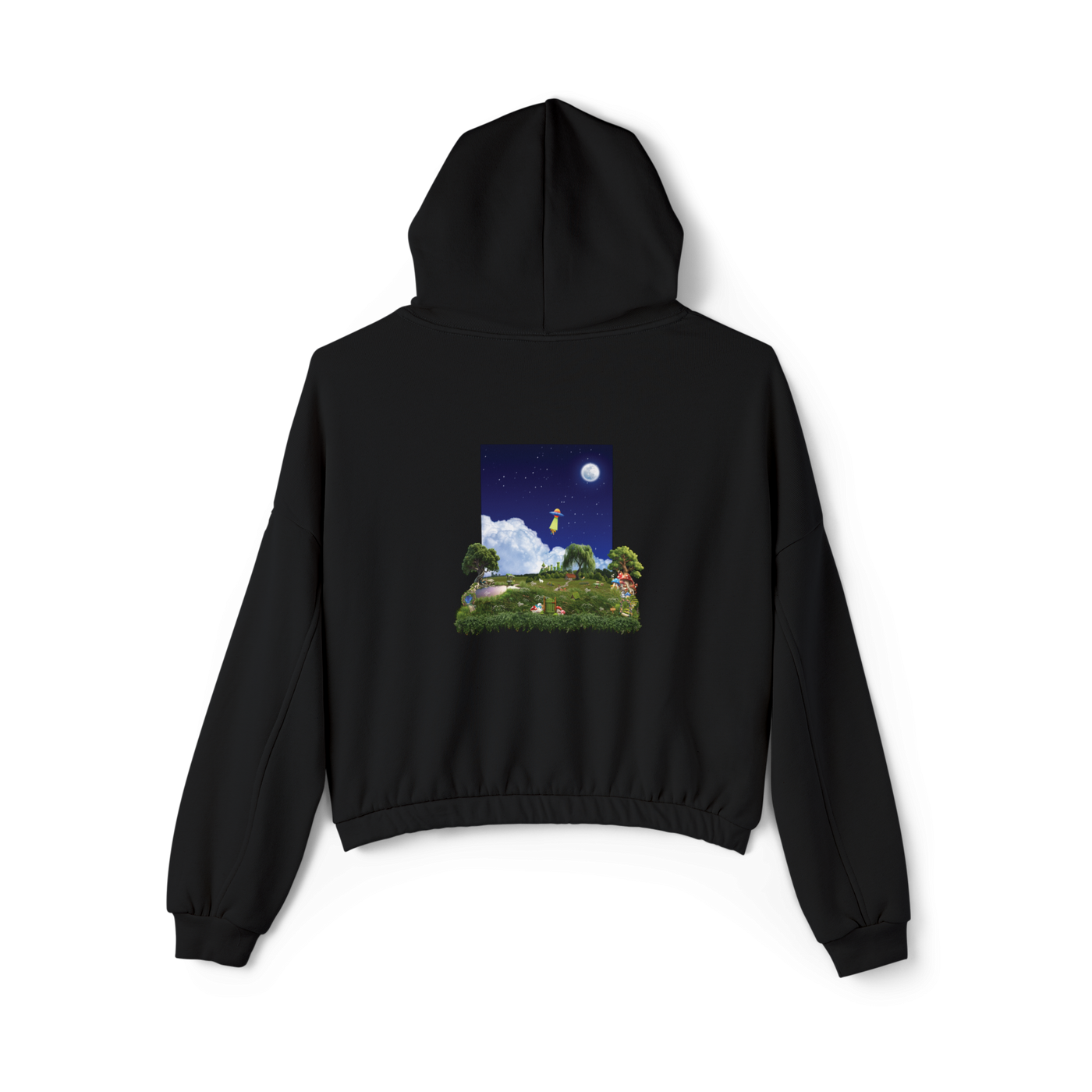 🛸Premium UFO Black Cinched Bottom Hoodie